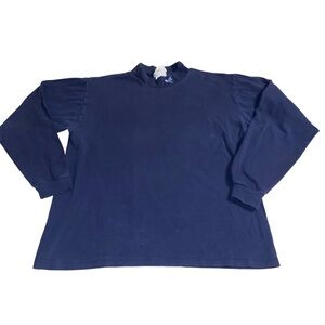 Vintage 90's Northern Reflections Embroidered Mock Neck Shirt Blue Size Medium